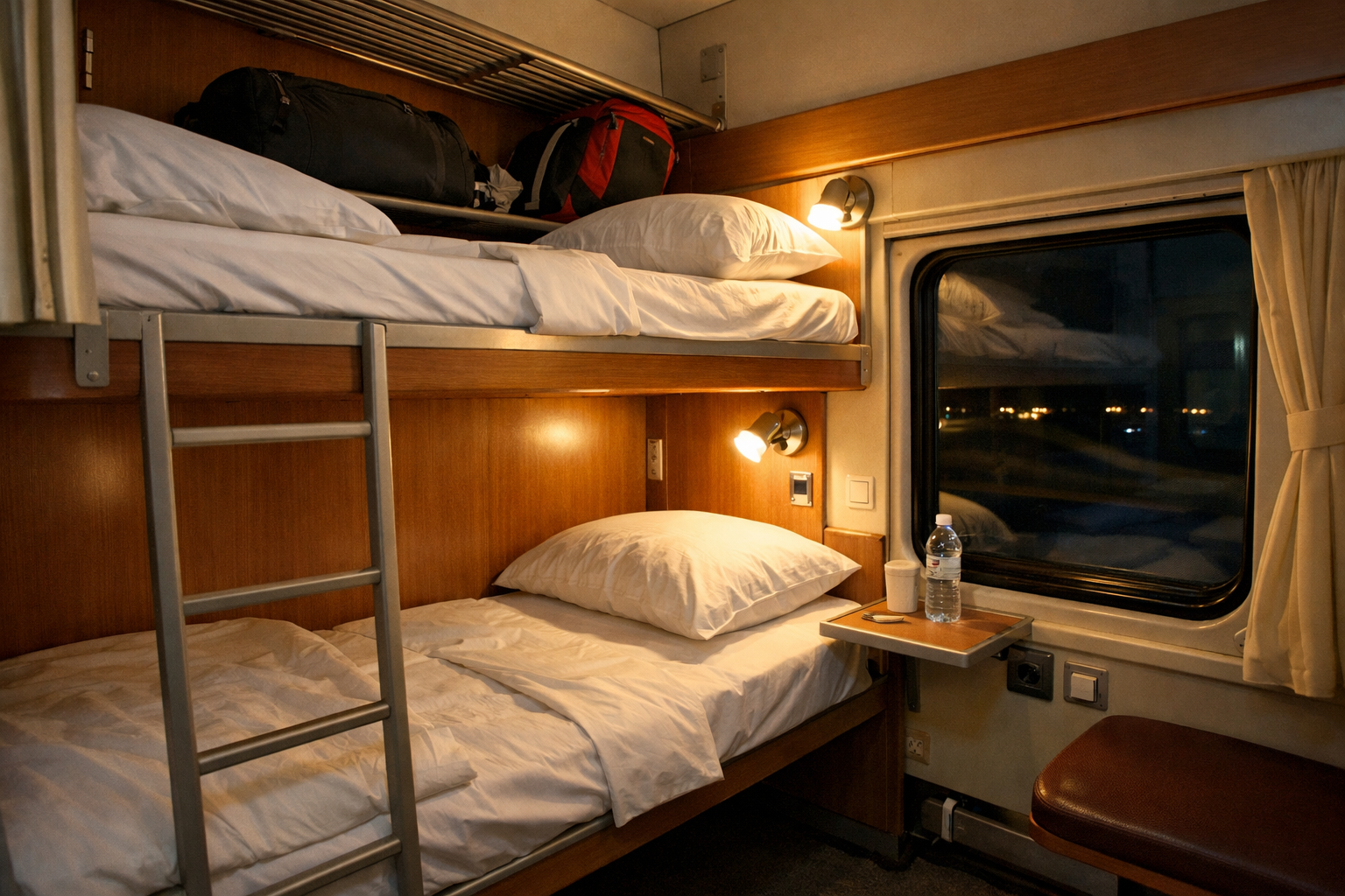 Gece treninde yatakli kompartiman