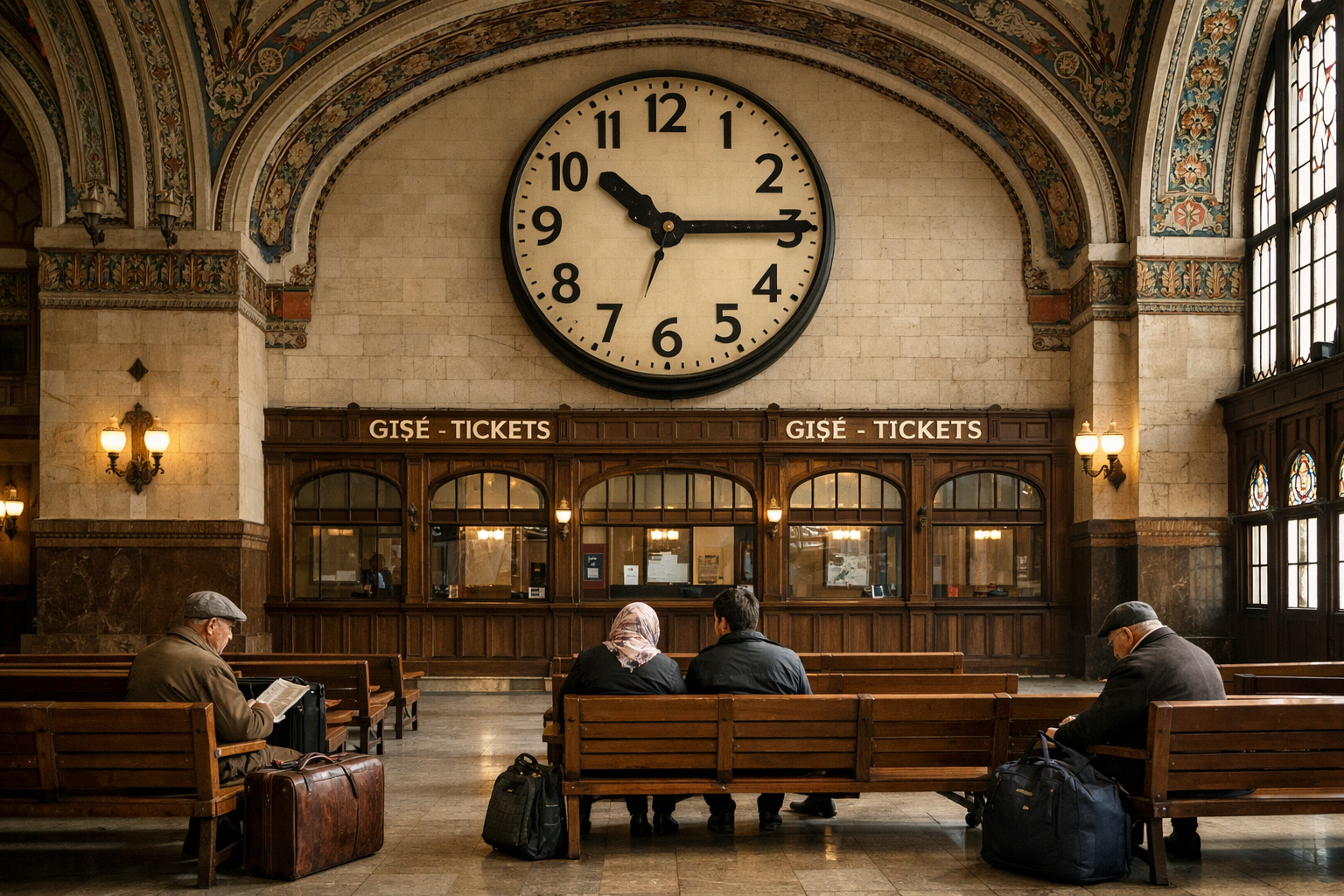 Tarihi tren istasyonu bekleme salonu