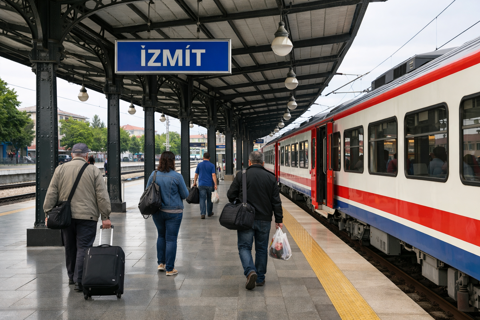 Turkiye'de bir tren istasyonu peronu